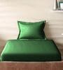 Green Cotton Solid 210TC Plain Single Bedsheet with 1 Pillow Covers
