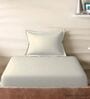 White Cotton Solid 210TC Plain Single Bedsheet with 1 Pillow Cover
