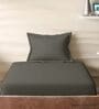 Grey Cotton Solid 210TC Plain Single Bedsheet with 1 Pillow Cover