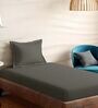 Grey Cotton Solid 210TC Plain Single Bedsheet with 1 Pillow Cover