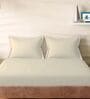 Cream Cotton Solid 210TC Plain Super King Bedsheet with 2 Pillow Covers