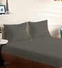 Grey Cotton Solid 210TC Plain Super King Bedsheet with 2 Pillow Covers
