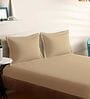 Brown Cotton Solid 210TC Plain Super King Bedsheet with 2 Pillow Covers