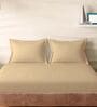 Brown Cotton Solid 210TC Plain Super King Bedsheet with 2 Pillow Covers