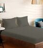 Grey Cotton Solid 210TC Plain Super King Bedsheet with 2 Pillow Covers