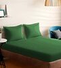 Green Cotton Solid 210TC Plain Super King Bedsheet with 2 Pillow Covers