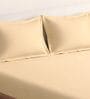 Brown Cotton Solid 210TC Plain Super King Bedsheet with 2 Pillow Covers