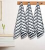 Grey Cotton Striped 220 GSM Bath Towels 3 Pc