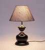 Grey Fabric Shade Table Lamp With Black Base