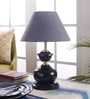 Grey Fabric Shade Table Lamp With Black Base