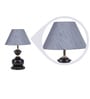 Grey Fabric Shade Table Lamp With Black Base