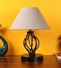 Belgium Grey Cotton Shade Night Lamp With Iron Base
