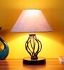 Belgium Grey Cotton Shade Night Lamp With Iron Base