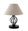 Belgium Grey Cotton Shade Night Lamp With Iron Base