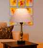 Grey Cotton Table Lamp With  Metal & Wood  Base 10X15 Inches