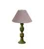 Grey Cotton Table Lamp With  Wood  Base 10X19 Inches