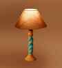 Grey Cotton Table Lamp With  Wood  Base 10X19 Inches