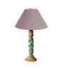 Grey Cotton Table Lamp With  Wood  Base 10X19 Inches