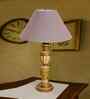 Grey Cotton Table Lamp With  Wood  Base 10X19 Inches