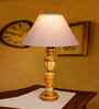 Grey Cotton Table Lamp With  Wood  Base 10X19 Inches