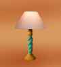 Grey Cotton Table Lamp With  Wood  Base 10X19 Inches