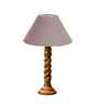 Grey Cotton Table Lamp With  Wood  Base 10X19 Inches