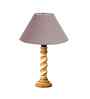 Grey Cotton Table Lamp With  Wood  Base 10X19 Inches