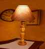 Grey Cotton Table Lamp With  Wood  Base 10X19 Inches