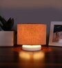 Grey Cotton table lamp with White wood base5