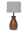 Grey Cotton Table Lamp With Wood Base