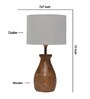 Grey Cotton Table Lamp With Wood Base