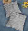 Grey Cotton Textured 16X16 Inches Cushion Covers (Pack of 2)
