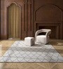 Grey Damask Wool 8 ft x 10 ft Hand Knotted Carpet
