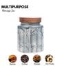 Grey Embossed Ceramic Air Tight Jar with Wooden Lid