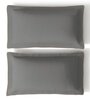 Grey Embroidered 210 TC Cotton King Sized Bedsheet with 2 Pillow Covers