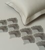 Grey Embroidered 210 TC Cotton King Sized Bedsheet with 2 Pillow Covers