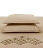 Grey Embroidered 210 TC Cotton King Sized Bedsheet with 2 Pillow Covers
