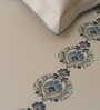 Grey Embroidered 210 TC Cotton King Sized Bedsheet with 2 Pillow Covers