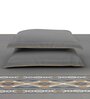 Grey Embroidered 210 TC Cotton King Sized Bedsheet with 2 Pillow Covers