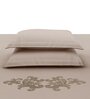 Grey Embroidered 210 TC Cotton King Sized Bedsheet with 2 Pillow Covers