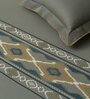 Grey Embroidered 210 TC Cotton King Sized Bedsheet with 2 Pillow Covers