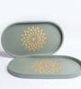 Grey Premium MDF Engraved Oval Tray Medium with Mandala Art