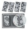 Gharana (60x60) Grey & White Cotton (Set of 6) Table Linen Set