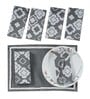 Lance (90x60) Grey & White Cotton (Set of 8) Table Linen Set
