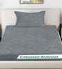 Grey Ethnic 300 TC Cotton Blend Embossed Single Bedsheet with 1 Pillow Cover