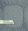 Grey Ethnic 300 TC Cotton Blend King Size Fitted Embossed Double Bedsheet with 2 Pillow Covers