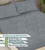 Grey Ethnic 300 TC Cotton Blend King Size Fitted Embossed Double Bedsheet with 2 Pillow Covers