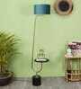 Grey Fabric Shade Floor Lamp With Black & Gold Base