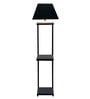 Faraday Grey Fabric Shade Shelf Floor Lamp With Wood Base