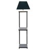 Faraday Grey Fabric Shade Shelf Floor Lamp With Wood Base